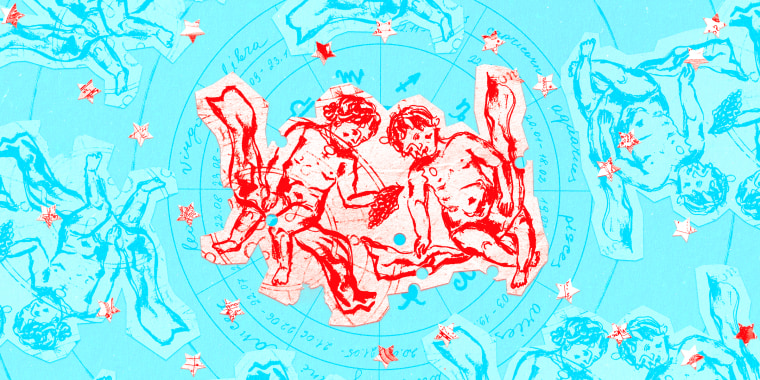 Zodiac collage on a color background