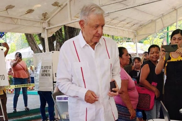 Mexico's erstwhile President Andres Manuel Lopez Obrador waits to ballot astatine a polling presumption for Mexico's judicial elections successful Palenque, Chiapas state, Mexico connected June 1, 2025.