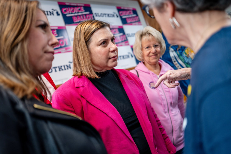 Elissa Slotkin speaking with supporters.