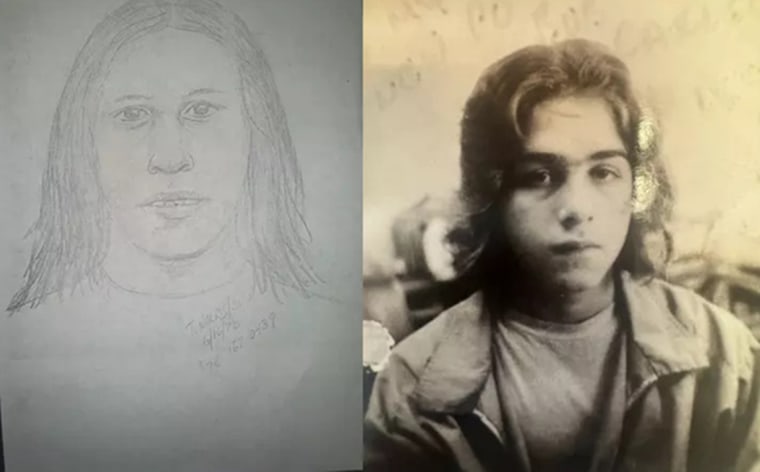 On the left, a composite sketch of the murder suspect made from witness accounts. On the right, an image of Harry Nickerson.