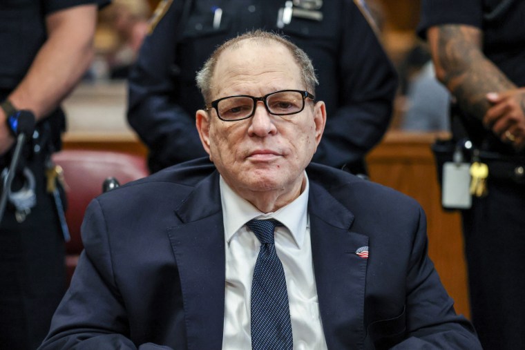 Harvey Weinstein seated in court