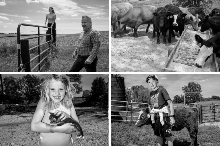 Dwyer, top left with Rep. Eric Sorensen, is a fourth generation farmer who raises corn, soy beans, alfalfa, and cattle on her family farm outside Coal Valley, Ill. Her children are Lindsey, 7, and Nathan, 12.