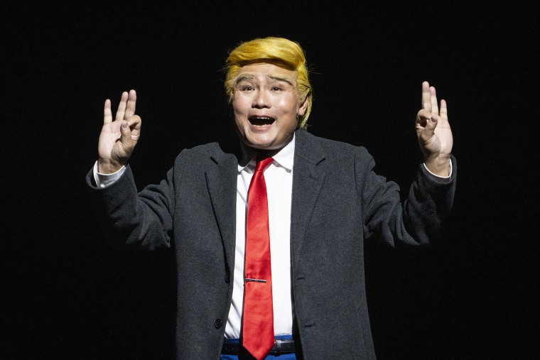 Cantonese opera actor Lung Koon-tin portrays President Donald Trump in Hong Kong.