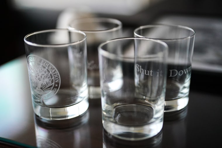 Glasses in the office of Education Secretary Linda McMahon in Washington D.C. on June 6, 2025.