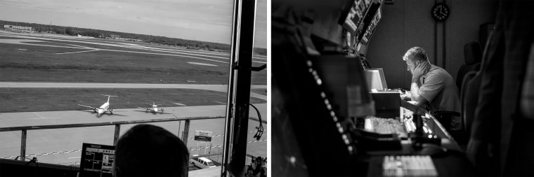 Air traffic controller at work at the Quad Cities International Airport in Moline, Ill., on May 27.