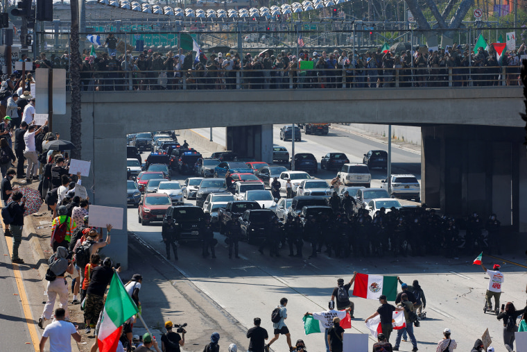 Protest following multiple detentions in downtown Los Angeles