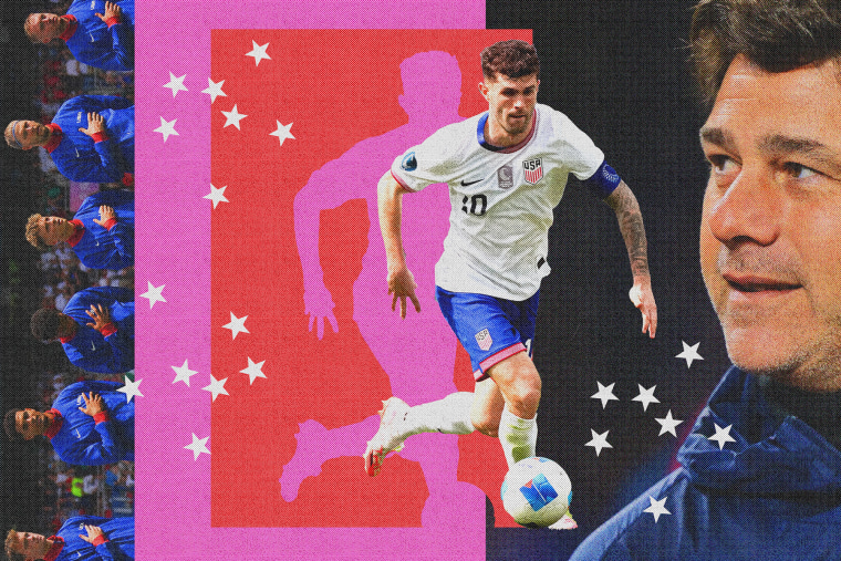 Photo illustration of U.S. Men's Soccer Team, featuring Christian Pulisic and Mauricio Pochettino