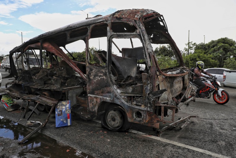 A damaged bus