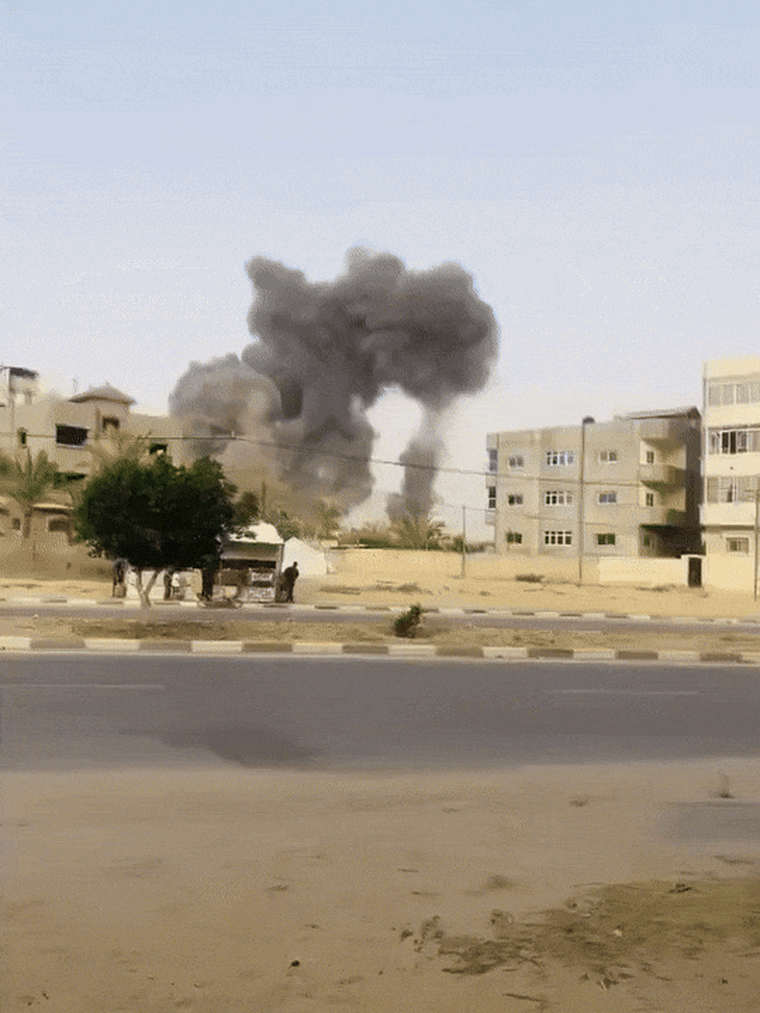Footage shows Israeli strikes on the European Hospital in Khan Younis, southern Gaza, on May 13.