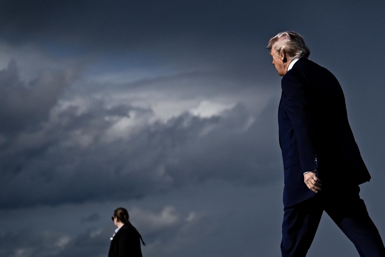 President Donald Trump arrives at Morristown Municipal Airport