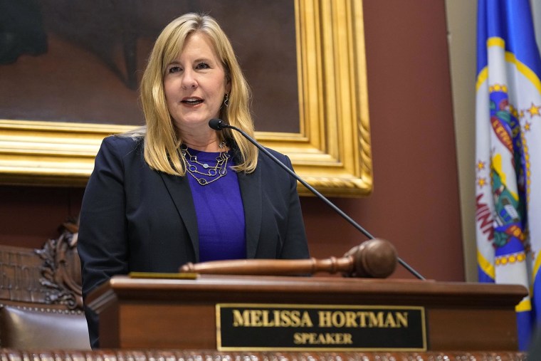 Minnesota House Speaker Melissa Hortman addresses the House floor after being re-elected for her third term on Jan. 3, 2023, in St. Paul.
