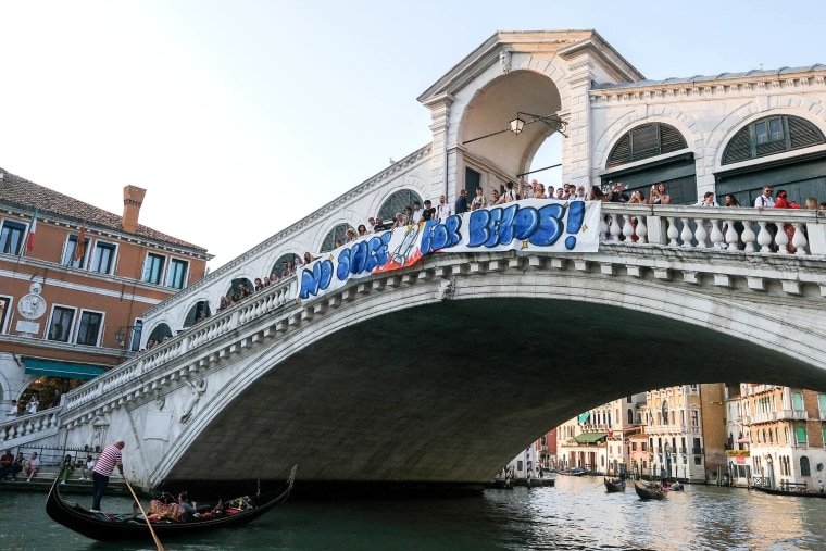 Public Assembly Against Bezos' Wedding In Venice