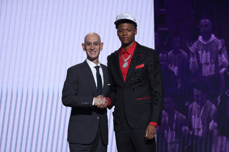 Image: 2025 NBA Draft - Round One ace bailey adam silver nba draft