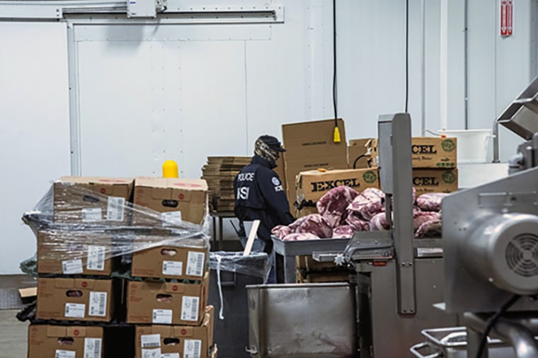 An ICE agent at Glenn Valley Foods in Omaha, Neb., on June 10, 2025.