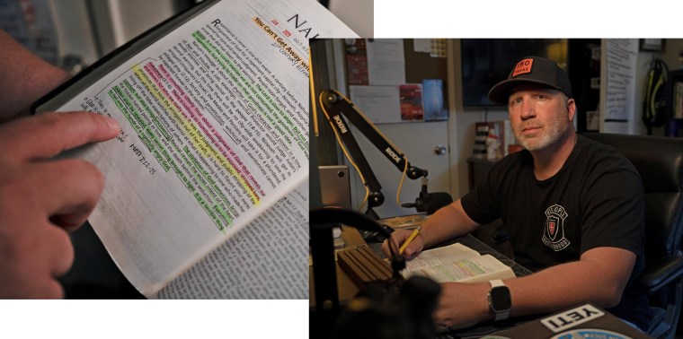 Ron Bloomingkemper points out the text in his Bible that felt like a call from God to expose abuse and corruption in Chi Alpha. 