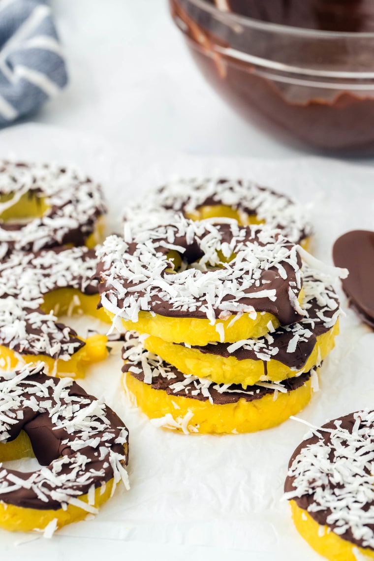 Frozen Chocolate-Covered Pineapple Rings