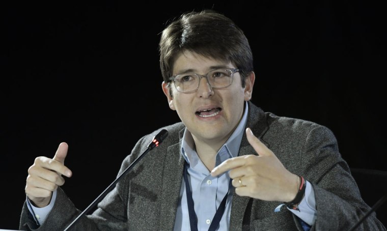 Foto de archivo de Miguel Uribe Turbay en mayo de 2019 durante un evento en Bogotá