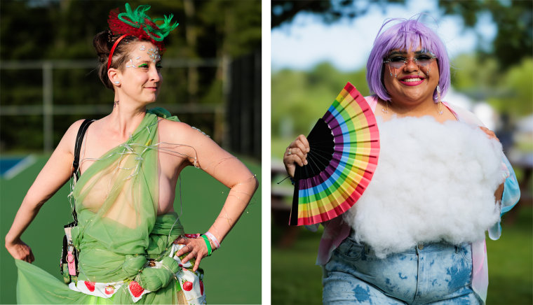 Caralyn Kieper, 37, and Mariah Crenshaw, 33, pose for a portrait at ahead of Breastival.