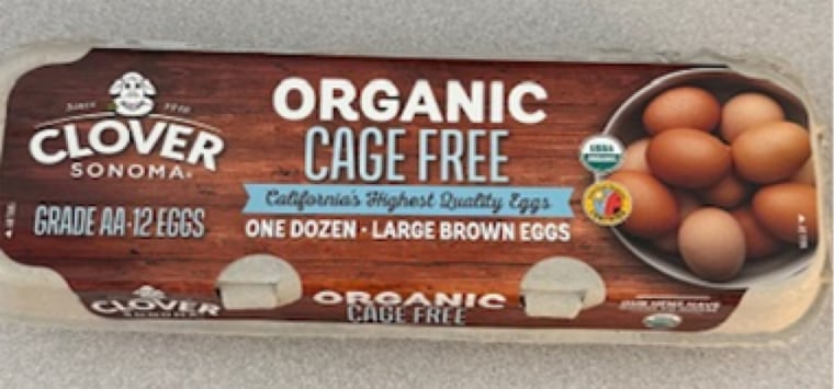 Another affected item included the Clover Sonoma organic cafe free large brown eggs.