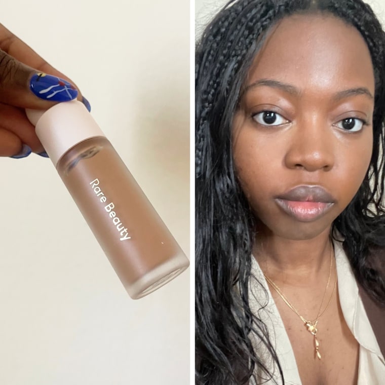 This concealer has a slightly thicker consistency, but it blends easily and evenly into the skin.