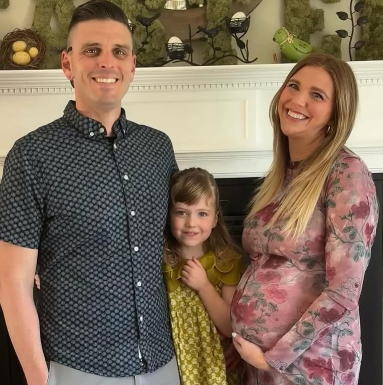 Lauren Miller with her husband, Kevin, and their daughter, Emma.