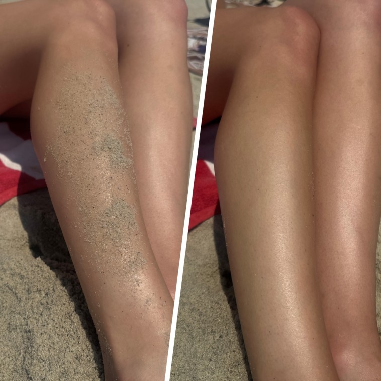 Before and after using the Shakalo Sandscreen Sand Removal Bag.
