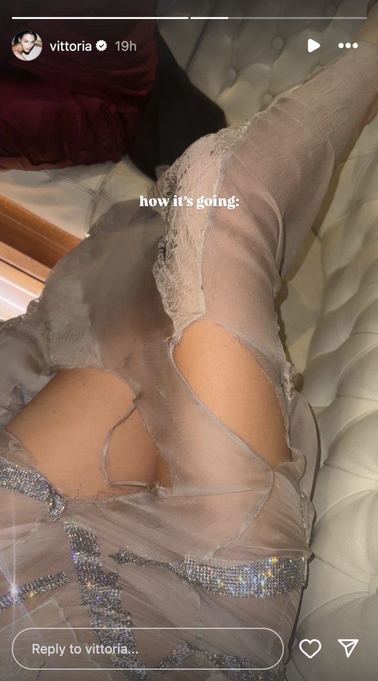 Vittoria Ceretti shared a follow-up photo of the dress completely torn on her Instagram story.