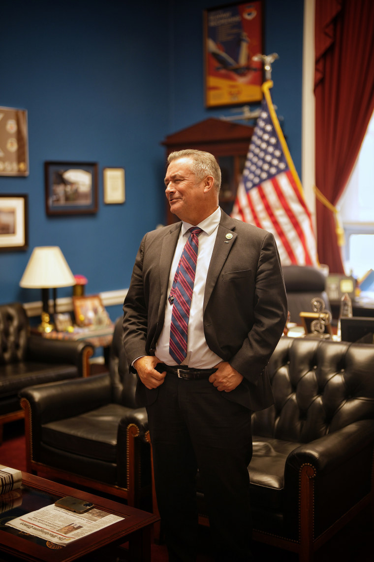 The representative Don Bacon, R-Neb., Expresses himself during an interview.
