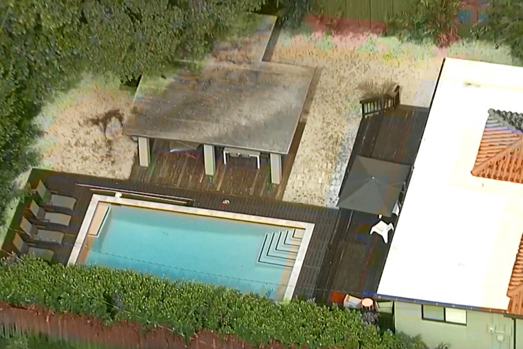 An aerial view of the home and pool where the four-year-old drowned in El Portal, Fla.