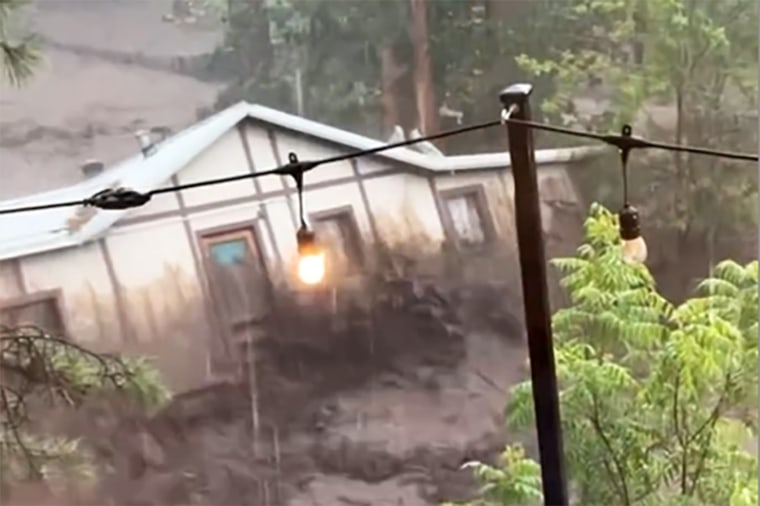 ruidoso nm new mexico floodwaters flooding home house swept away
