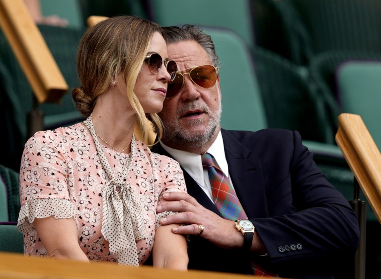 Russell Crowe with Britney Theriot in the Royal Box on Day 2. 