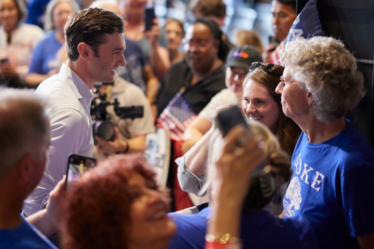 Sen. Jon Ossoff, D-Ga., at a rally in Savannah, Ga., on Saturday. 