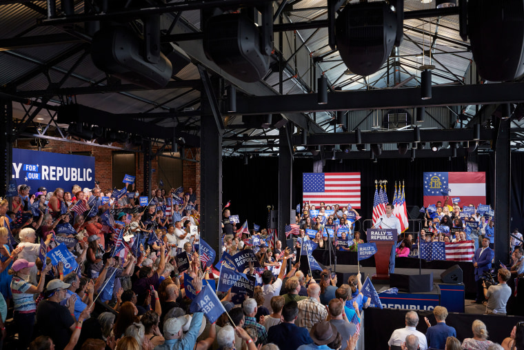 ​​A rally with more than 300 potential voters for Sen. Jon Ossoff, D-Ga., in Savannah, Ga., on Saturday.