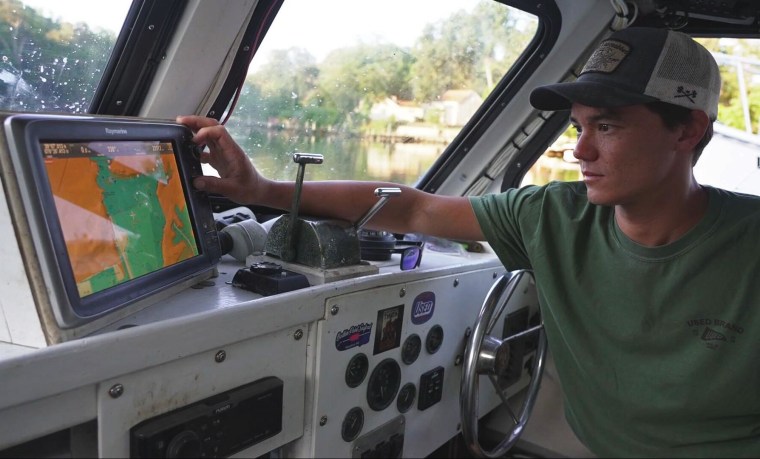Crabber Luke McFadden at the wheel