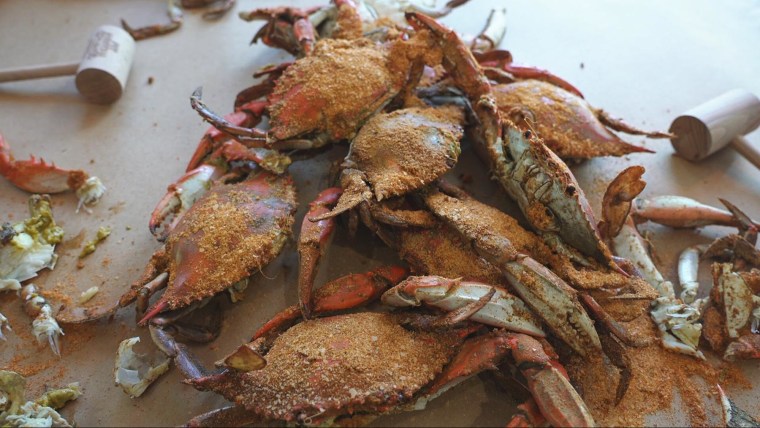 Steamed crabs.
