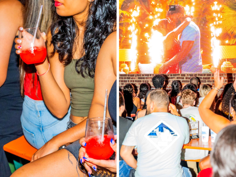 Fans sipped connected nan themed frosé and stiff margaritas astatine Cobblestone Pub & Biergarten arsenic they watched nan play 7 finale of "Love Island USA."