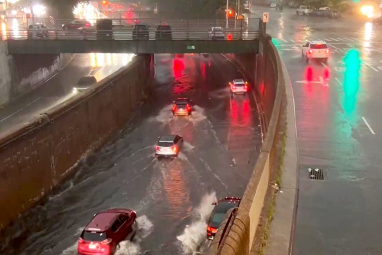 nyc new york city flood waters road flooded
