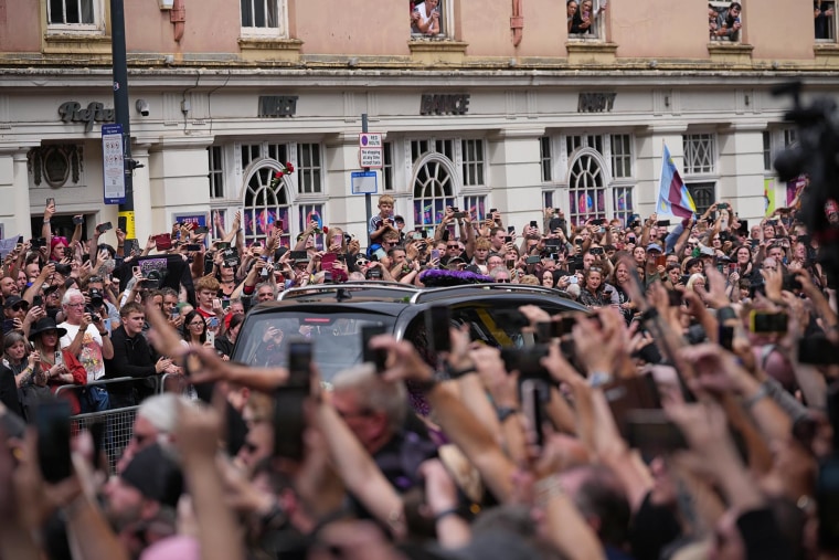The funeral cortege for Ozzy Osbourne travels through his home city of Birmingham on July 30, 2025 in Birmingham, England. 