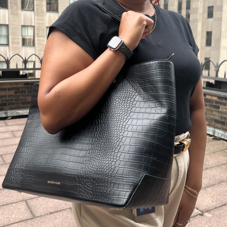 Associate editor Kamari Stewart with Modern Picnic's The Tote.