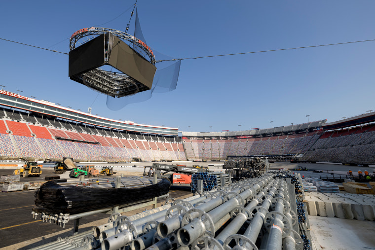 Construction material on the field.