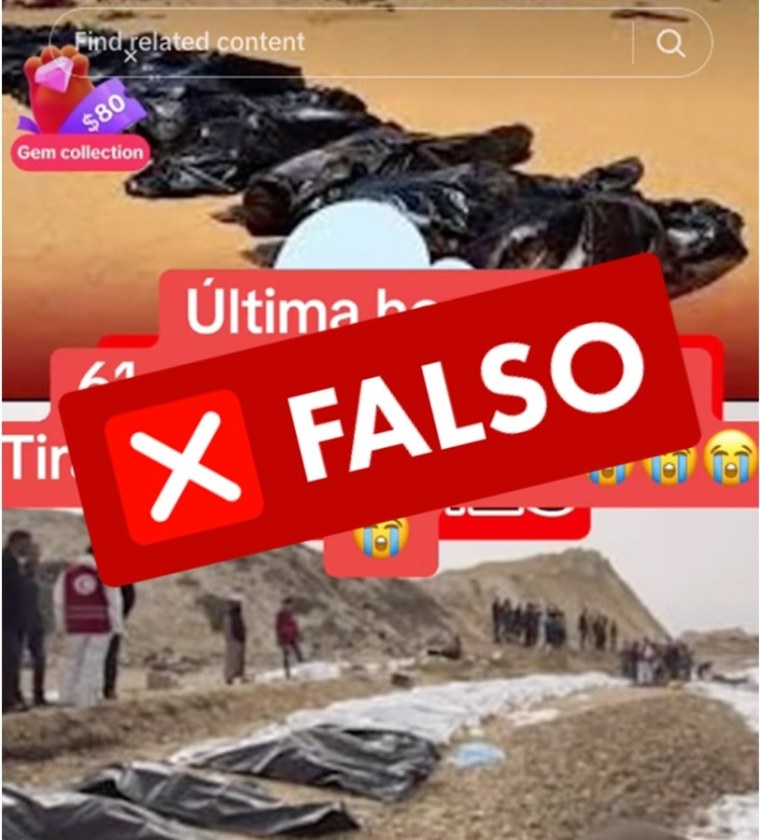 Captura de pantalla de uno de los videos falsos publicados en TikTok que mencionan migrantes hispanos lanzados al mar.