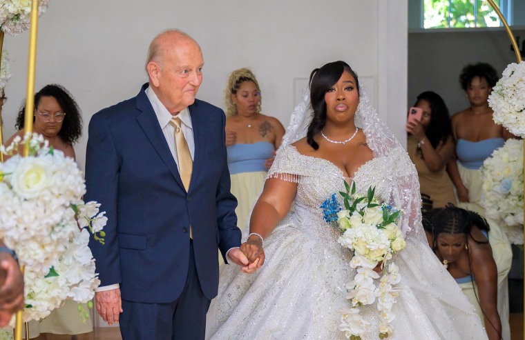 Gill Pulliam walked Beau Noir down the aisle at her July 2025 wedding.