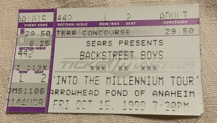 Meu ingresso original de concerto BSB de 1999