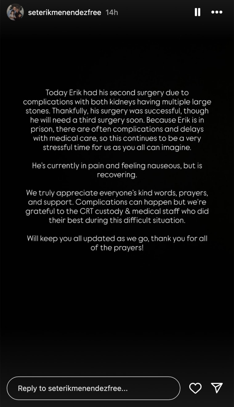 Erik Menendez Undergoes Second Surgery Related to Kidney Stones