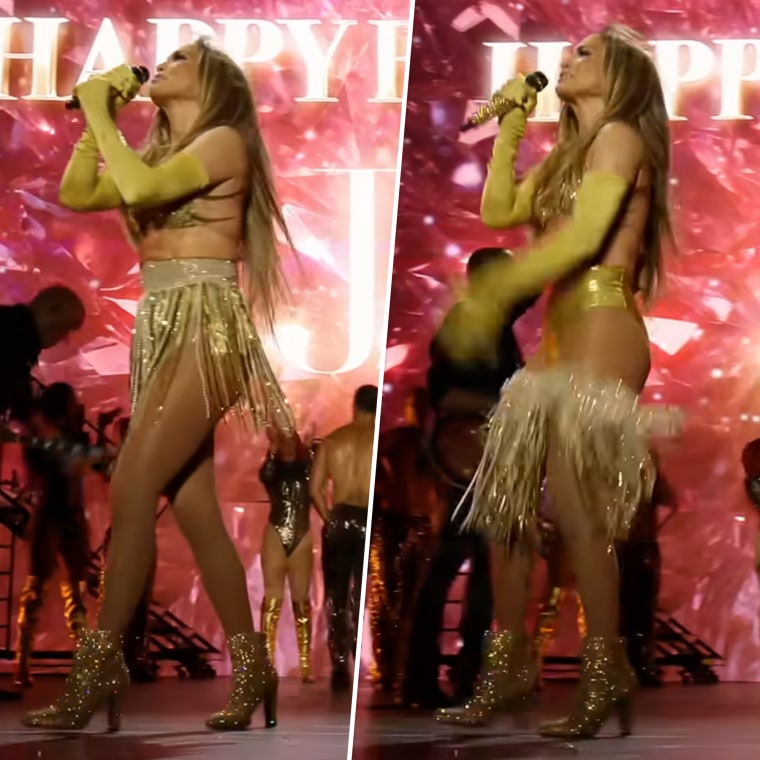Jennifer Lopez's skirt came off, but she played it cool.
