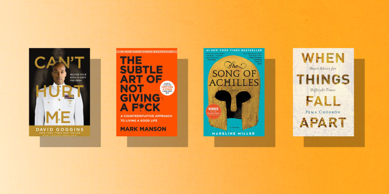 "No puedo lastimarme" por David Goggins / "El arte sutil de no dar una mierda" por Mark Manson / "La canción de Aquiles" por Madeline Miller / "Cuando las cosas se desmoronan" por Pema Chodron