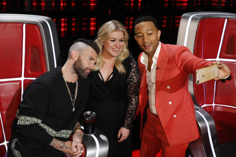Adam Levine, Kelly Clarkson, and John Legend.