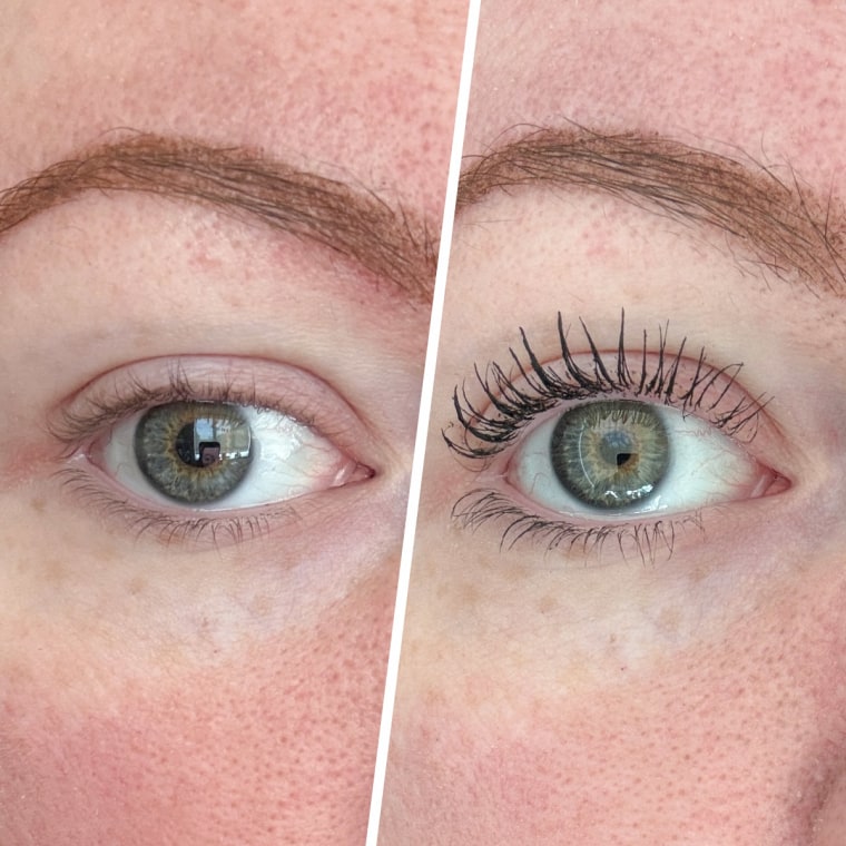 Tilt Beauty Lashscape Mascara before (left) and after (right) application.