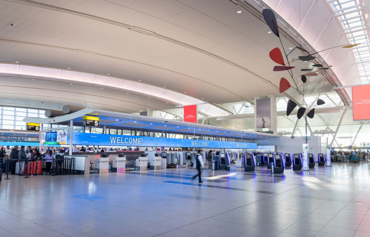 Departure Hall at Terminal 4 at JFK International Airport, Operated by JFKIAT.