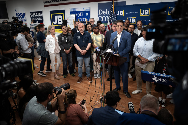 Democratic lawmakers from Texas at a press conference.
